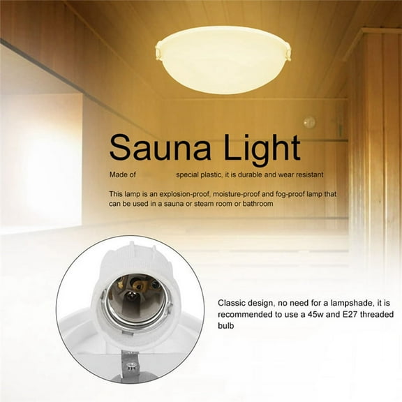 2X Portable Plastic Sauna Light Baby Shower Sauna Explosion-Proof Light Lamp Steam Room Anti-Fog Light for Bathroom Use