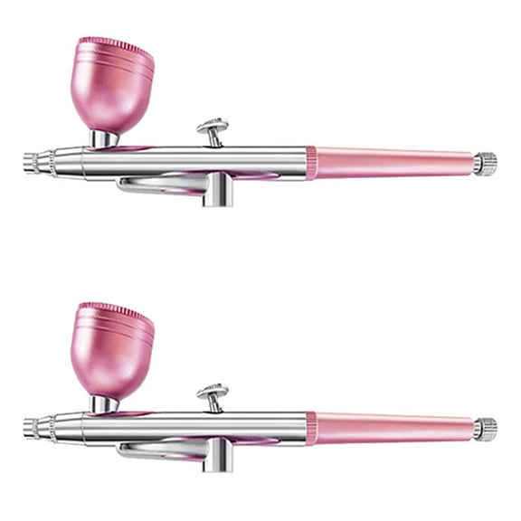 2X Portable Single Action Airbrush 0.3mm Nozzles Airbrush Pen for Model Cake Nail Car Painting Beauty Inkjet-Pink
