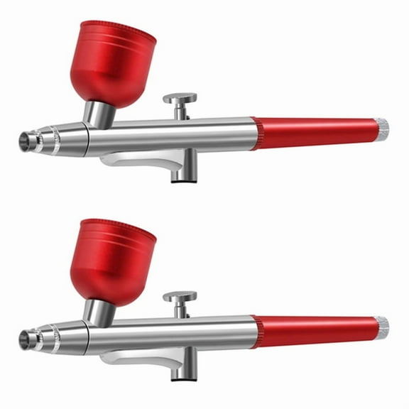 2X Portable Single Action Airbrush 0.3mm Nozzles Airbrush Pen for Model Cake Nail Car Painting Beauty Inkjet-Red,2 x Airbrush,Red