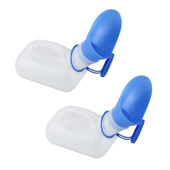 2X Portable Urine Bottle Urine Bottle 1000Ml for Men Women Travel and Camping White & Blue