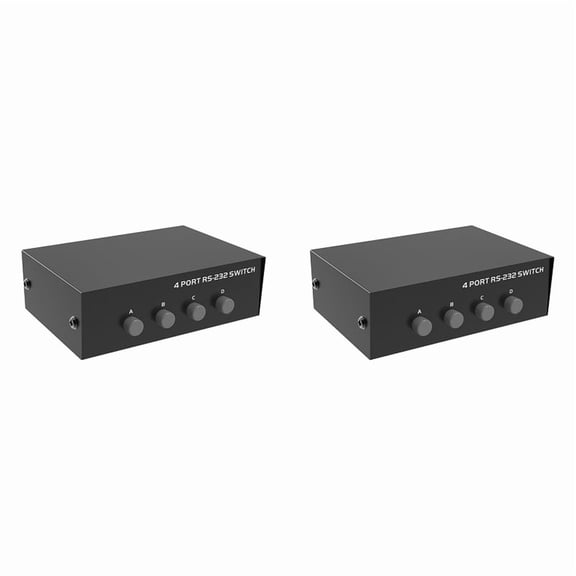 2X Ports RS232 Switch DB9 Pin COM Port Sharer 4 in 1 Out Serial Port Sharing Device Button Switch