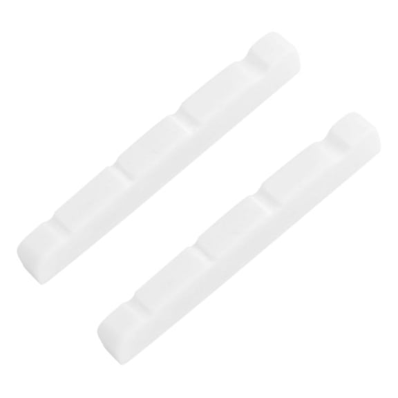2X Pre-slotted Flat Bottom Bone Bass Nut for 4 String PB Precision Bass , 38x3.5x5/4.5mm,2 x Beef bone pillow,White