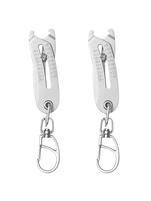 2X Precise Thread Size Checker Keychain,Bolt and Nut Identifier Gauge Size Gauge Precise Bolt Size Finder Keychain,2 x bolt size finder,Silver