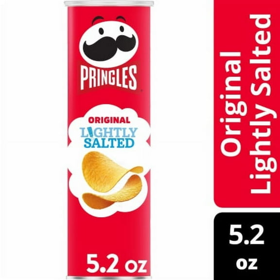 Pack of 2 Pringles Lightly Salted Original Potato Crisps Chips, Lunch Snacks, 5.2 oz