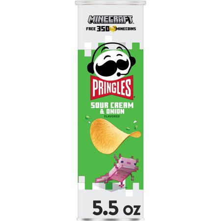 2X - Pringles Potato Crisps Chips, Lunch Snacks, On-The-Go Snacks, Sour Cream And Onion, 5.5Oz Can (1 Can)
