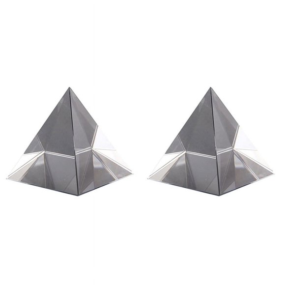2X Prism Optical Glass Pyramid 40mm High Rectangular Polyhedron Suitable for Teaching Experiments,2 x pyramid prism,transparent
