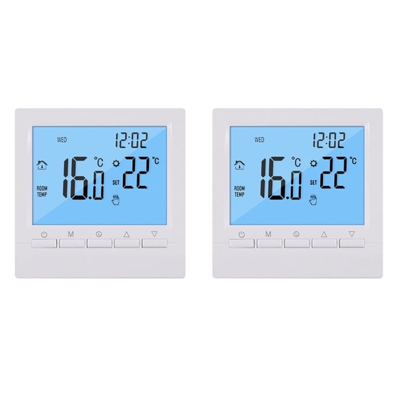 2X Programmable Digital Thermostat 3A Weekly Room Temperature Controller for Efficient Home Heating White Backlight