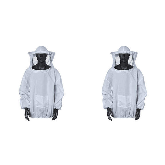 2X Protective Beekeeping Jacket Veil Overalls, Cap Sleeves Beekeeper Suit, Bee