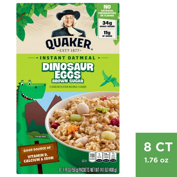 2X - Quaker Instant Oatmeal Dinosaur Eggs Brown Sugar - 8ct