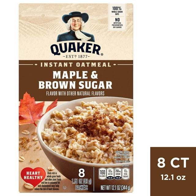 2X - Quaker Instant Oatmeal Maple Brown Sugar 8ct