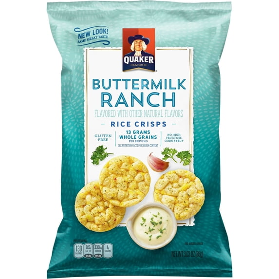 2X Quaker Rice Crisps, Buttermilk Ranch, 3.03 oz Bag(PACK OF 2)