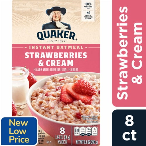 2X-Quaker Strawberries & Cream Instant Oatmeal - 1.05 oz - 8 ct