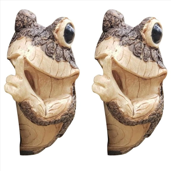 2X Quiet Frog Tree Peeker Garden Sculptures Outdoor Face Hugger Statue Indoor Yard A