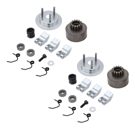 2X RC Clutch Bell 14T Gear Bearing Shoes Springs Cone&Engine Nut Flywheel Assembly for