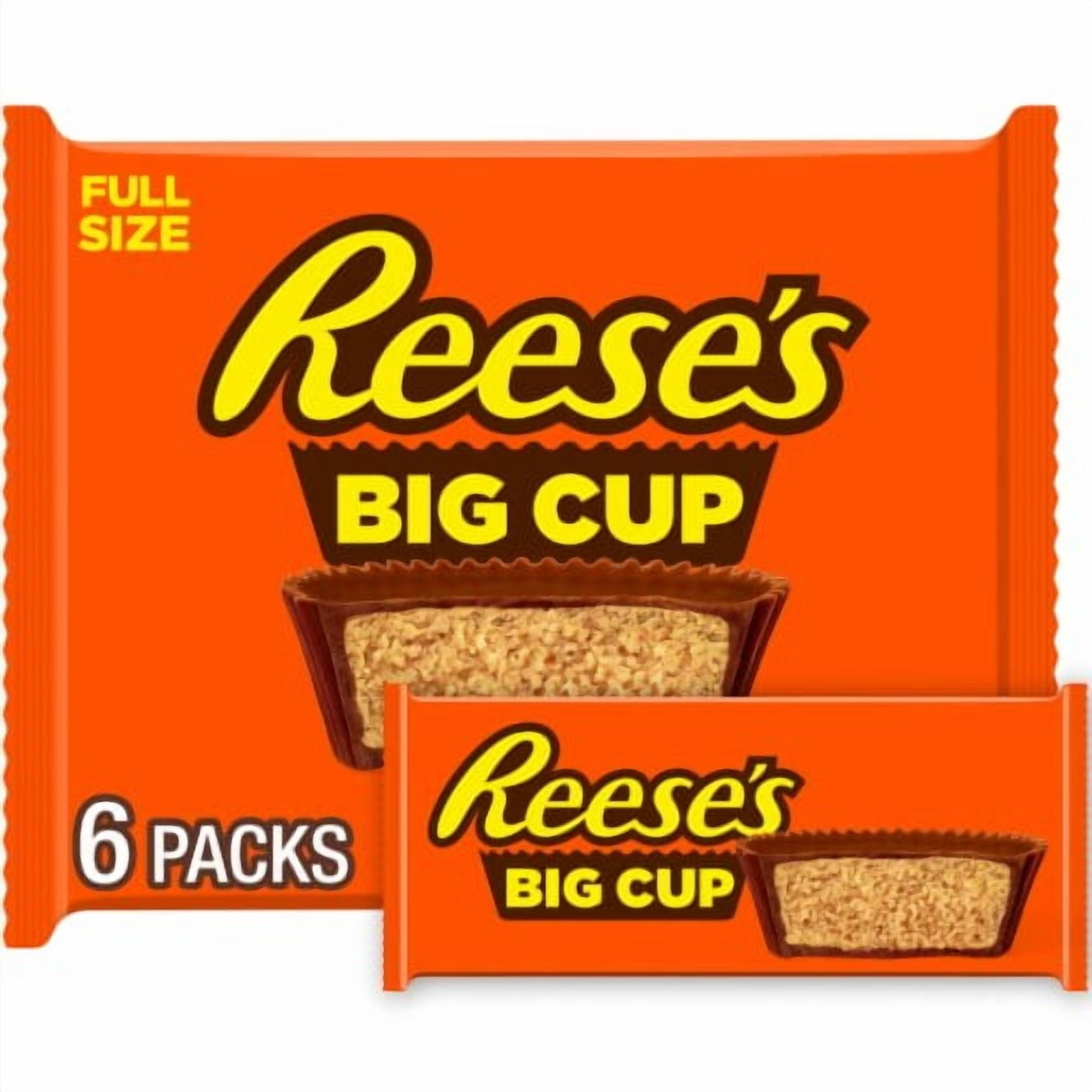 Pack of 2 REESE'S Big Cup Milk Chocolate Peanut Butter Cups Candy Packs, 1.4 oz (packaging may vary)