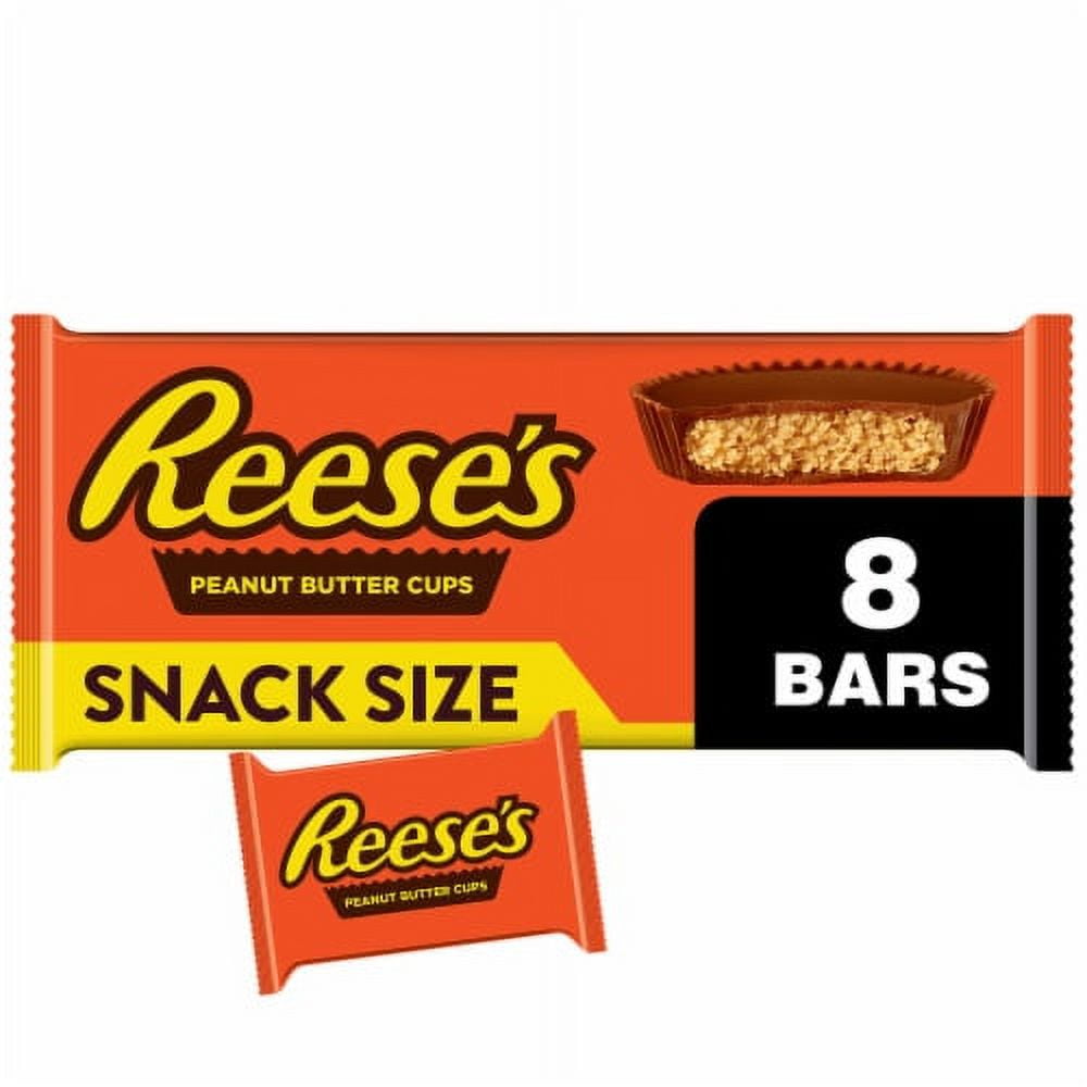 Pack of 2 REESE'S Milk Chocolate Peanut Butter Snack Size Cups Candy Packs, 8 ct, 0.55 oz, Package May Vary