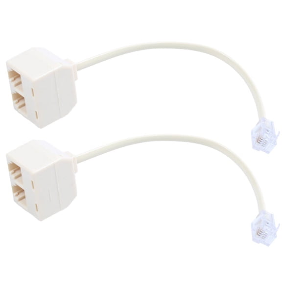 2X RJ 11 6P 4 C Connector 2 X Jack Port M / F Splitter Phone Adapter Cable Beige
