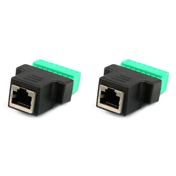 2X RJ45 Female to Screw Terminal 8 Pin Connector Ethernet Cable Extender Adapter High Quality Network Screw Terminal,2 x adapter 2 x screwdriver