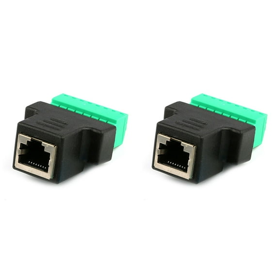2X RJ45 Female to Screw Terminal 8 Pin Connector Ethernet Cable ...