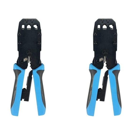 2X RJ45 Network Crimper 10P 8P 6P 4P Crimping Tools Stripper for RJ45 RJ11 RJ12 RJ50 Connector Ethernet Cable,2 x Crimper,Black&Blue