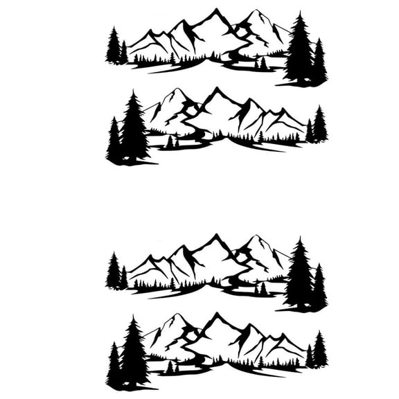 2X RV Motorhome Side Body Sticker DIY Large Mountain Tree Decal Sticker Decoration for Car Caravan Trailer