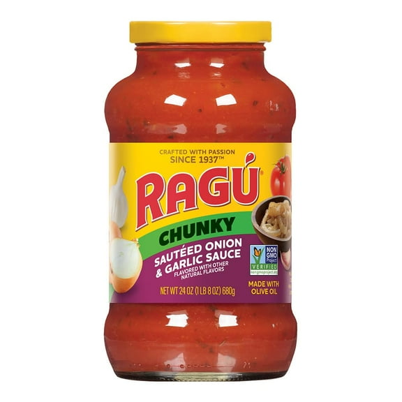 2X - Ragu Chunky Sauteed Onion And Garlic Pasta Sauce With Diced Tomatoes And Italian Herbs And Spices, 24 Oz