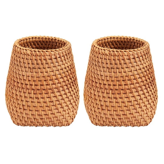 2X Rattan Chopsticks Tube Shovel Spoons Bucket Dinner Knives Forks Tableware Home Storage Baskets Organizer C