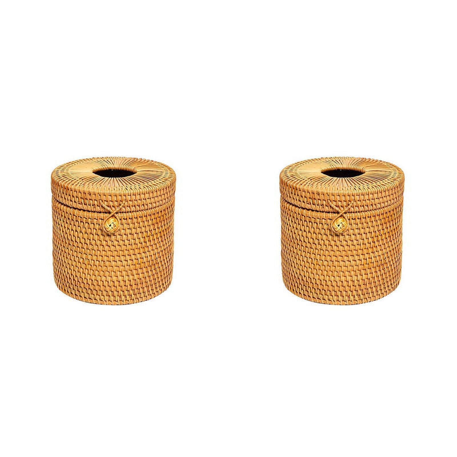 2X Rattan Tissue Box Toilet Paper Cover Wicker Holders with Lid for