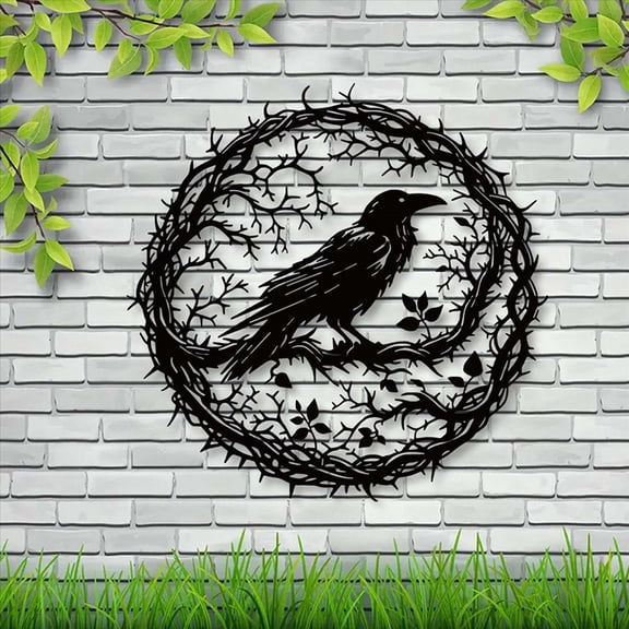 2X Raven Bird Metal Wall Art,Crow Wall Art Decor Sculpture,Unique Design Home Decor