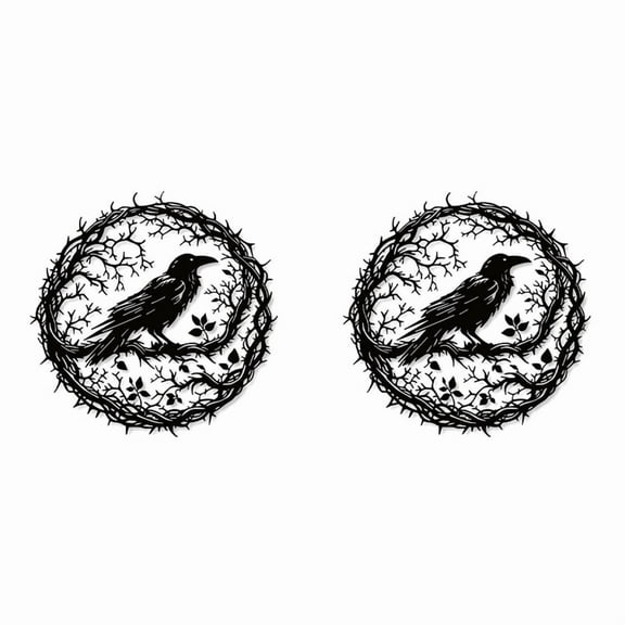 2X Raven Bird Metal Wall Art,Crow Wall Art Decor Sculpture, Design Home Decor