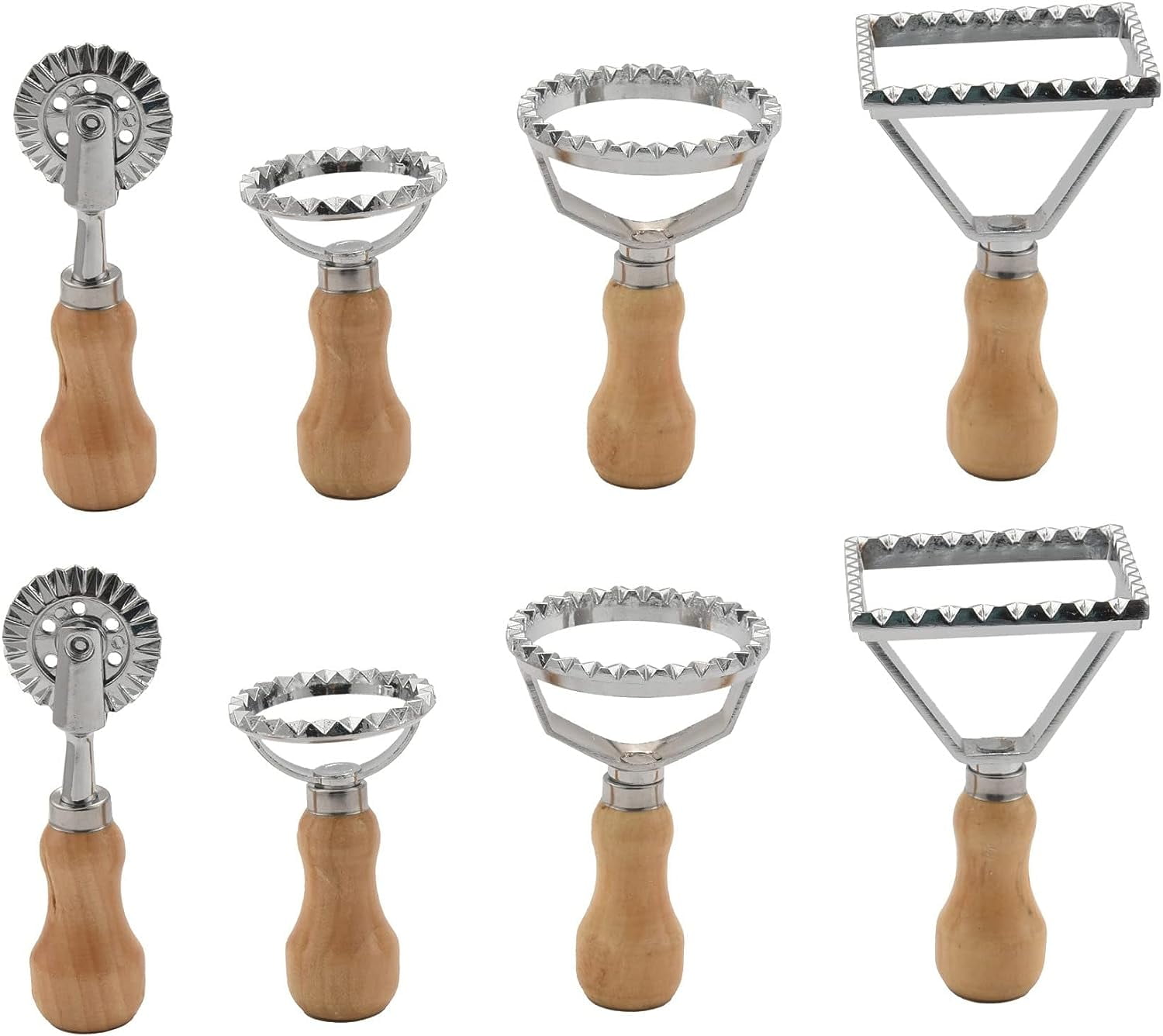 TACGEA Ravioli-Stempelset (4-teilig) – Mit Holzgriff Für Ravioli, Teigtaschen, Nudeln & Mehr