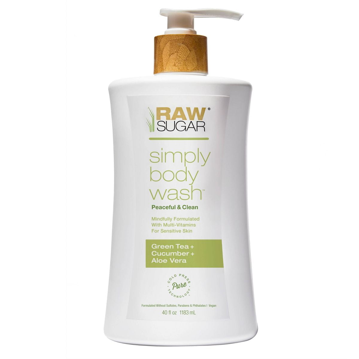 2X - Raw Sugar Green Tea + Cucumber + Aloe Vera Sensitive Skin Simply Body Wash - 40 fl oz