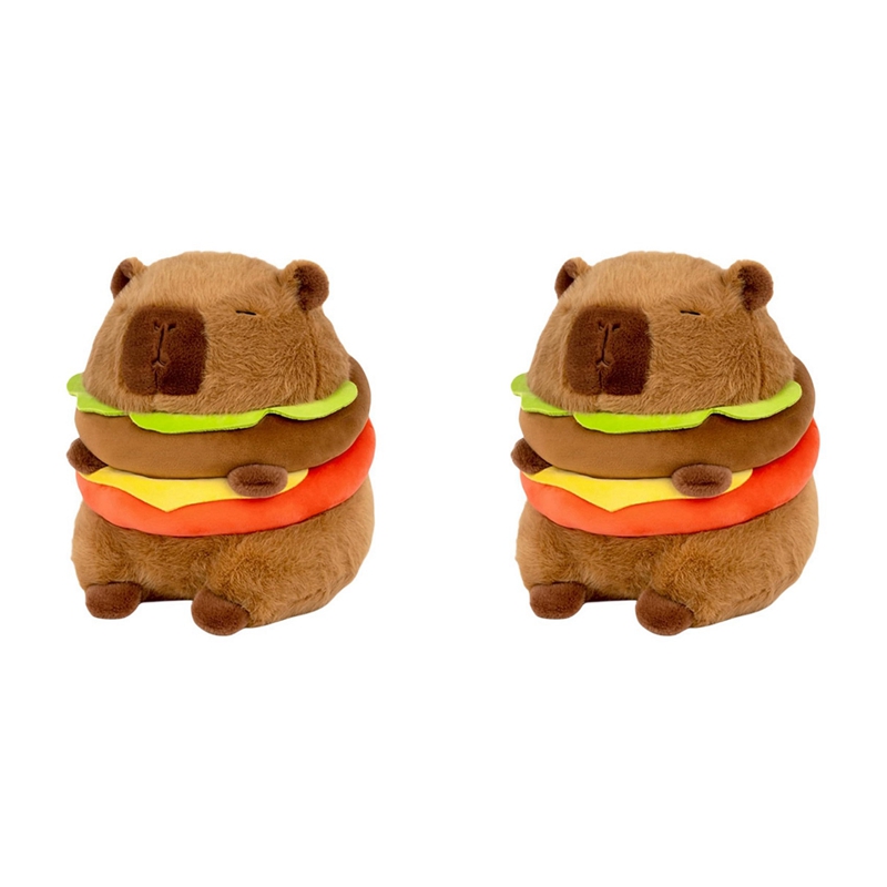 Amburgo Peluche Capybara A Forma Di Hamburger – Morbido Cuscino In Cotone PP, 300g, Realistico E Divertente, Regalo Originale Per Bambini E Fan