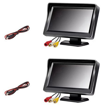 2X Rear View Camera Wide Degree 4.3inch TFT LCD Display or Monitor Waterproof Night Vision Reversing Backup, Monitor