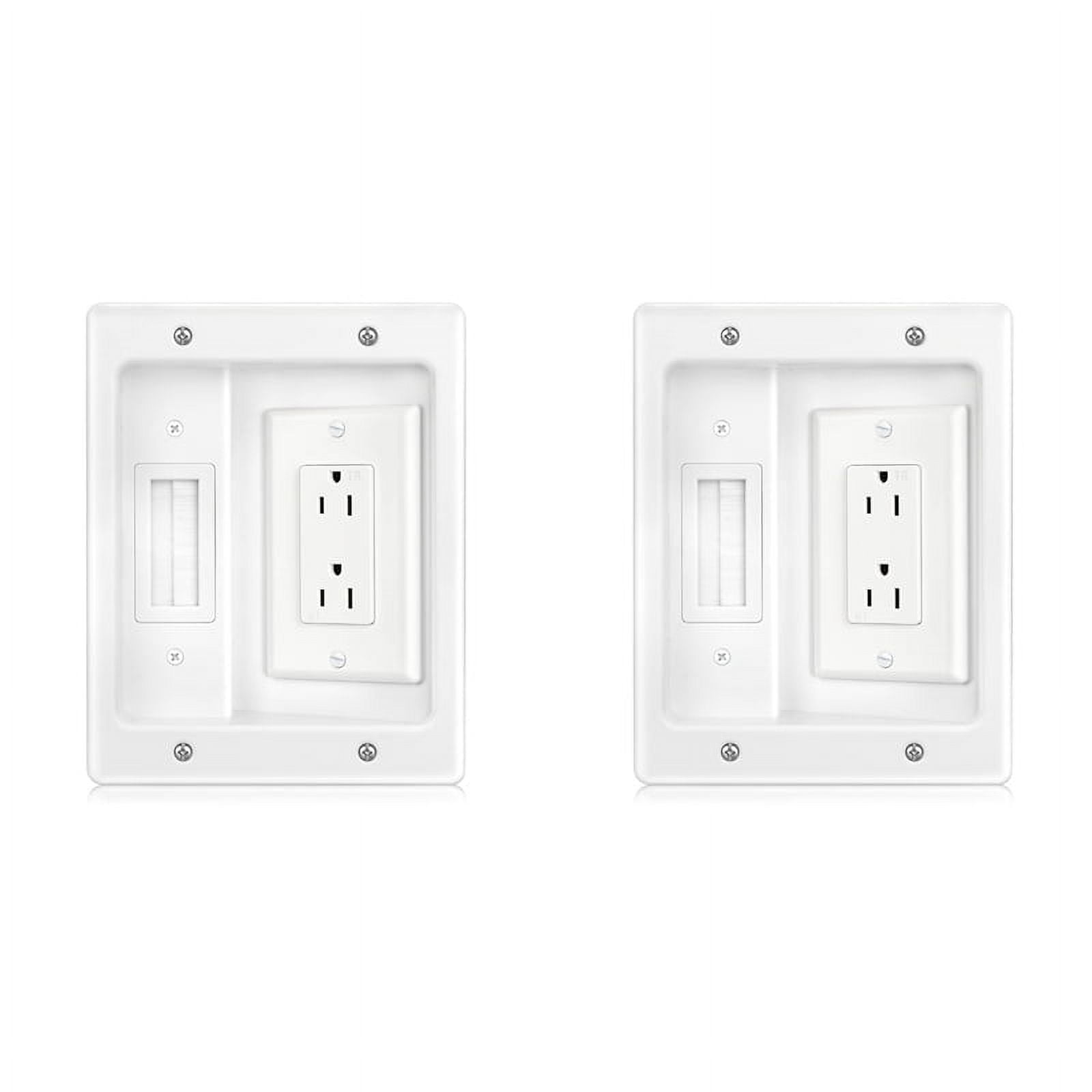 2X Recessed Outlet Box in Wall Cable Management Kit 15A 125V Hide TV Power Cables \u0026 Low Voltage Wires Behind the
