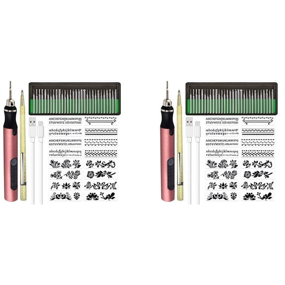 2X Rechargeable Cordless Mini Engraver Pen DIY Engraving Tool for Metal Glass Ceramic Plastic Wood Jewelry Stencils A