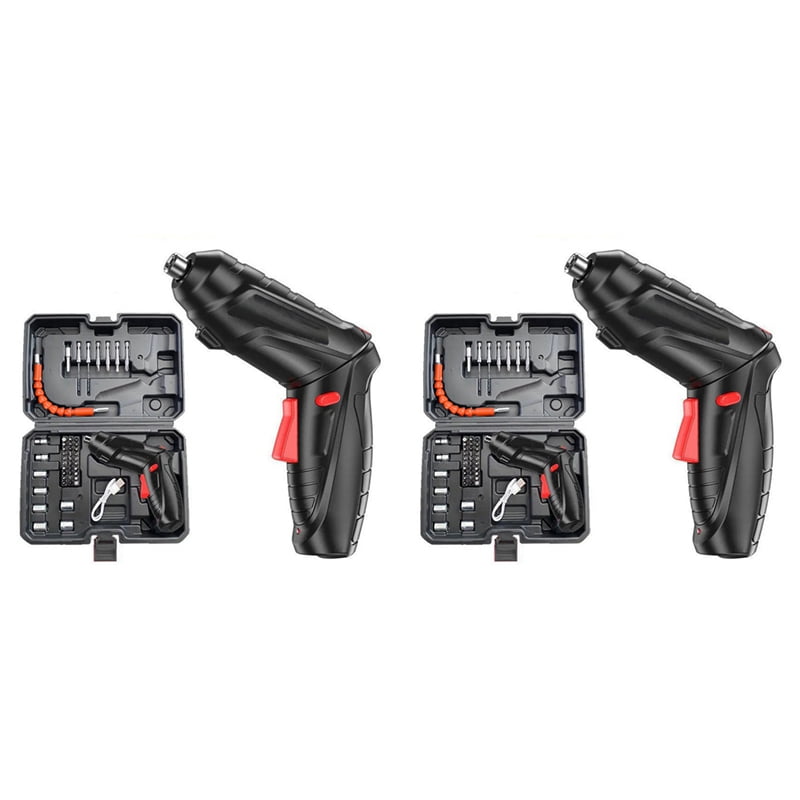 2X Rechargeable Mini Electric Screwdriver 90°-180°Rotating Handle LED Wireless Screwdriver Drill Electric Screw Driver