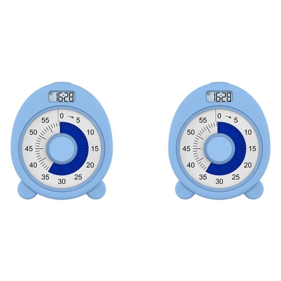 2X Rechargeable Visual Timer with Clock Night Light,60 Minute Countdown Timer for Kids Adults with Low Battery Reminder