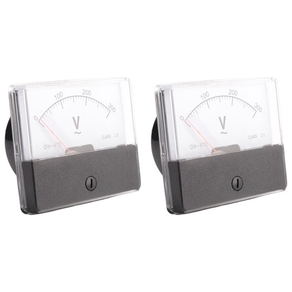 2X Rectangle AC 0-300V Gauge Analog Voltage Panel Meter Voltmeter DH670,2 x Analog Voltage Panel Meter+Installation Parts,Black & White