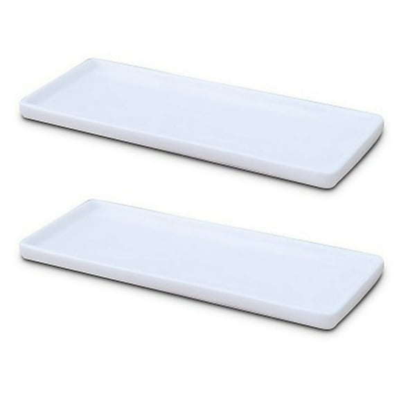 2X Rectangular Ceramic Tray Plate White Porcelain Rectangular Plate Mouthwash Cup Tray Bathroom Living Storage Tray