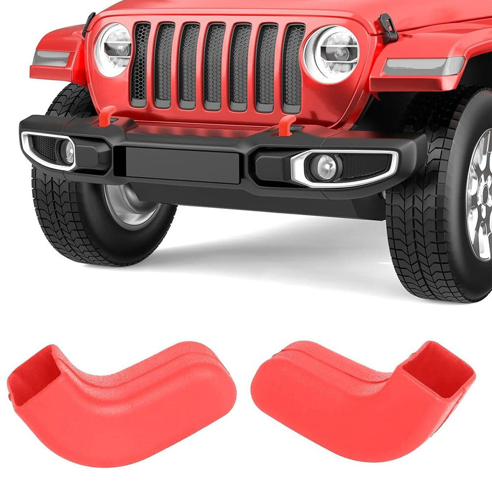2X Red Front Bumper Tow Hook Cover Trim For Jeep Wrangler JK JL JT 2007