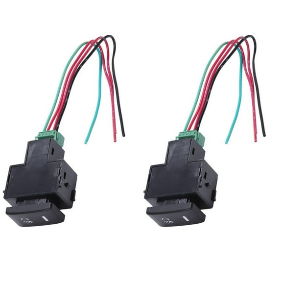 2X Red Pilot Lamp 4 Wired Fog Light Switch for Black
