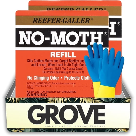 2X Reefer-Galler NO-Moth Moth Balls 7 oz Bundle with Cleaning Gloves Helps Repel Moths in Closets, Drawers, and Storage Areas Gift Set (3 Items)