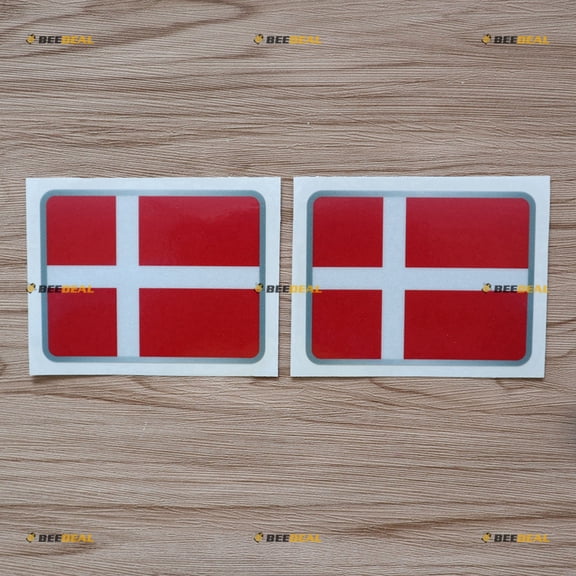 2X Reflective 4 Inches Denmark Danish Flag Decal Vinyl Sticker Car Laptop Window Rectangle