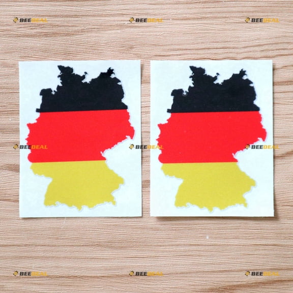 2X Reflective 4 Inches German Map Outline Flag Germany Decal Vinyl Sticker Car Laptop Window