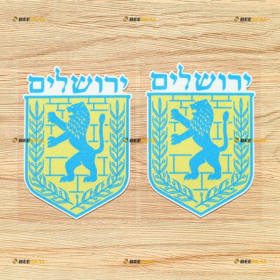 2X Reflective 4 Inches Jerusalem Coat of arms Emblem Decal Vinyl Sticker Car Laptop Window