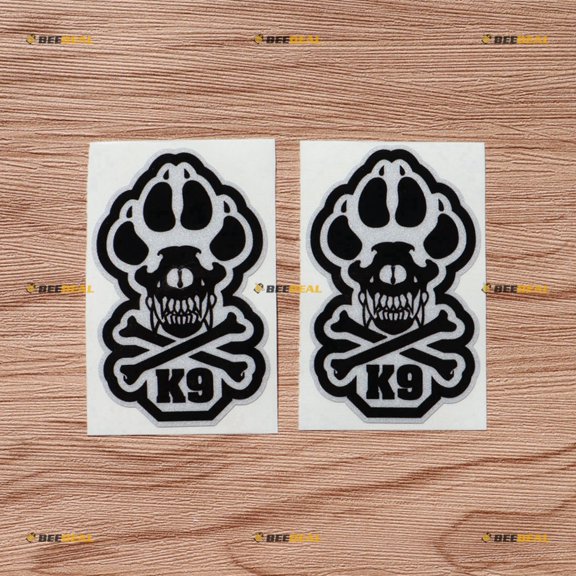 2X Reflective 4" K9 K-9 Police Dog Unit Skull Bone Decal Sticker Car Vinyl