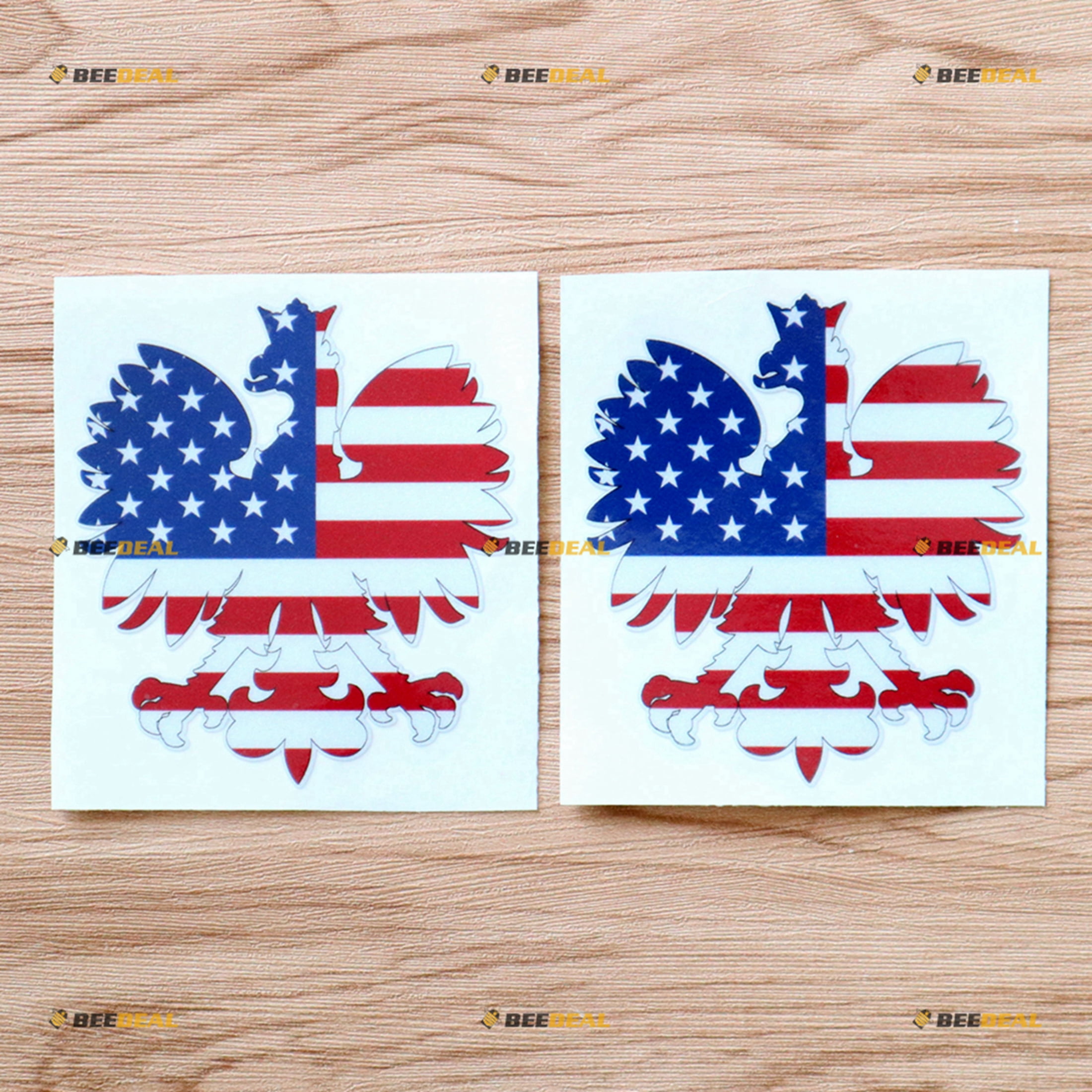 2X Reflective Polish Eagle Decal Stickers - 4"x3.6", USA Poland Flag, Vinyl For Car, Laptop, Window