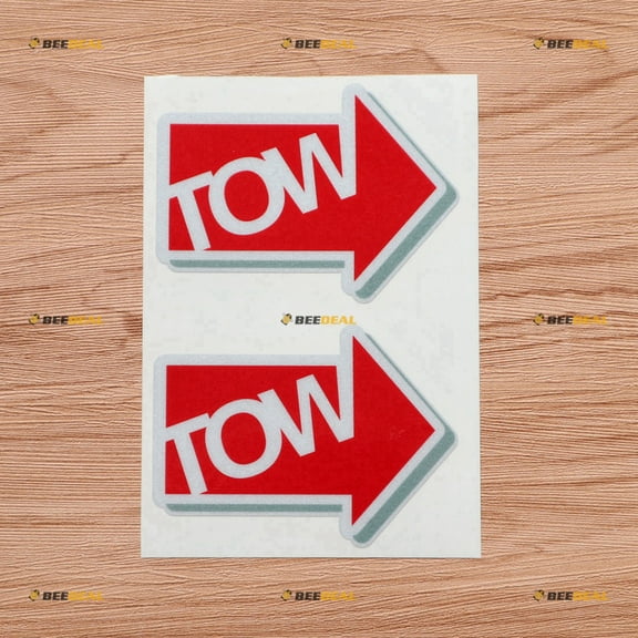 2X Reflective 4" Tow Arrow Sign Red Decal Sticker Car Truck Vinyl
