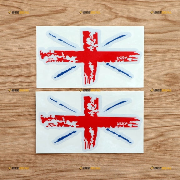 2X Reflective 5" UK British Flag Union Jack Side Mirror Rearview Decal Sticker Car Vinyl Distressed
